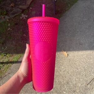 Large Matte Hot Pink Studded Starbucks Tumbler